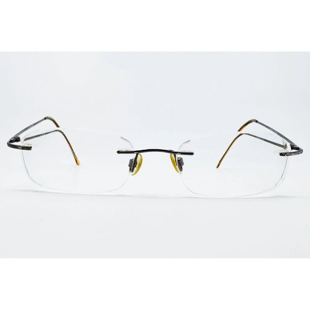 Magic Clip Eyeglasses Mens Brown Rimless M 265S BRN 50-19-145 50mm